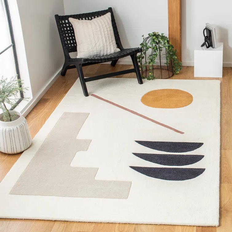 SAFAVIEH Fifth Avenue Deacon Abstract Area Rug, Ivory/Brown, 3' x 3' Square