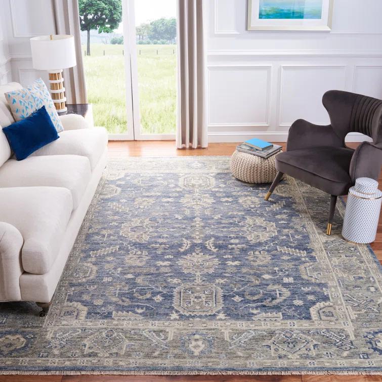 Oriental Hand-Knotted Blue / Grey Area Rug