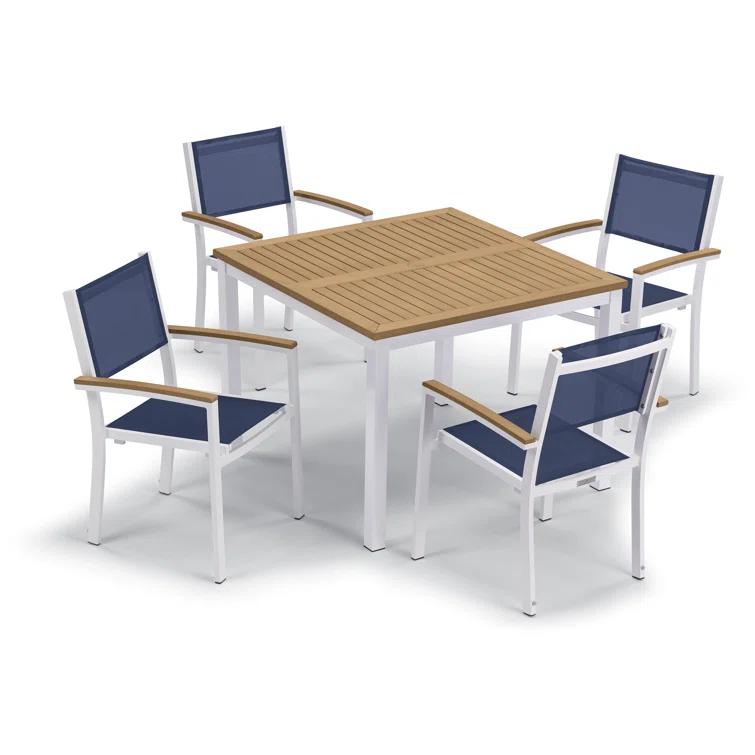 Travira Square 4 - Person 40" Long Powder Coated Aluminum Patio Dining Set