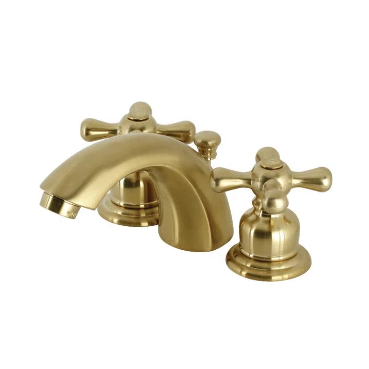 Kingston Brass Victorian Two-Handle 3-Hole Deck Mount Mini-Widespread Bathroom Faucet with Plastic Pop-Up