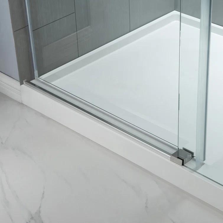 WoodBridge Frameless Single Sliding Shower Door with Soft Close System, 57.5-60" Width x 80"Height with 5/16"(8mm) Clear Tempered Glass & Reviews | Wayfair