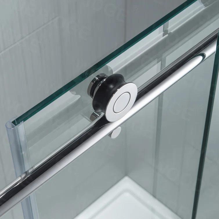 WoodBridge Frameless Single Sliding Shower Door with Soft Close System, 57.5-60" Width x 80"Height with 5/16"(8mm) Clear Tempered Glass & Reviews | Wayfair