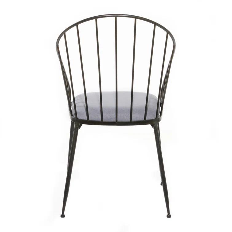 Marlowe Upholstered Metal Windsor Back Side Chair in Black