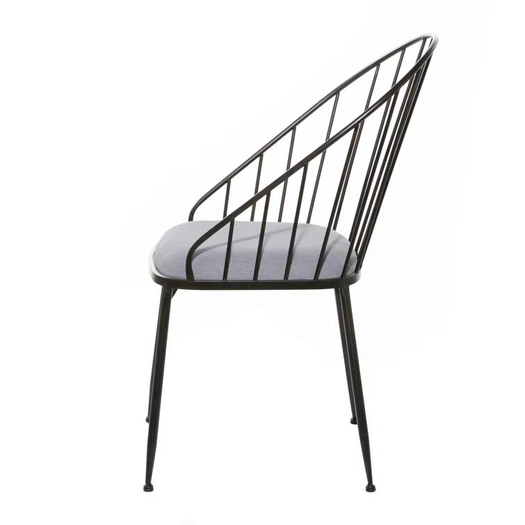 Marlowe Upholstered Metal Windsor Back Side Chair in Black
