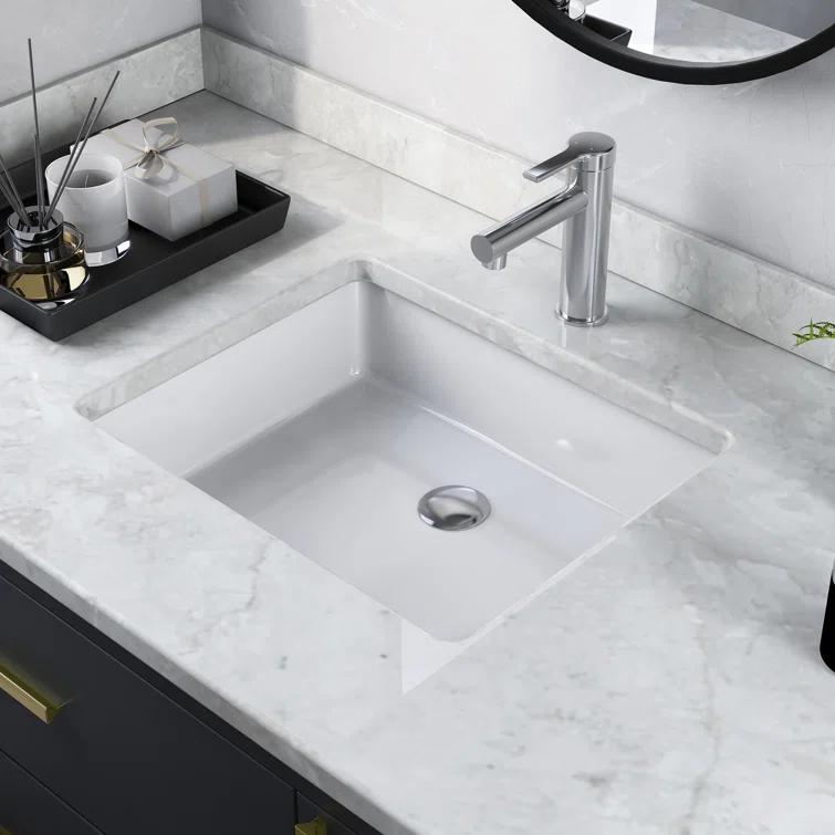 DeerValley Ursa 20" X 15.6" Rectangular Vitreous China Undermount Bathroom Sink with Overflow
