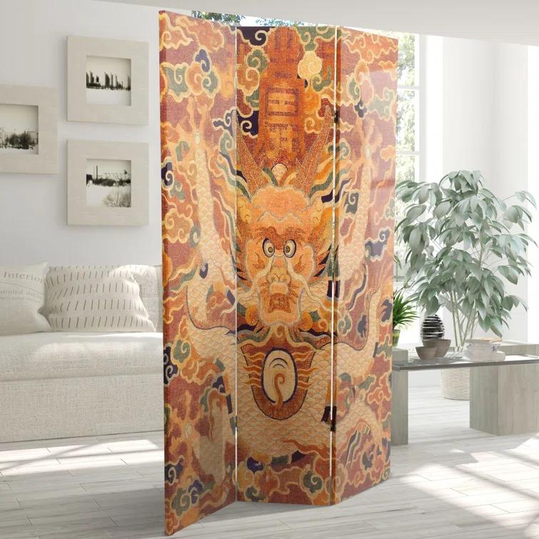 Oriental Furniture 6 ft. Tall Dragon of the Red Chamber Room Divider - 3 Panel