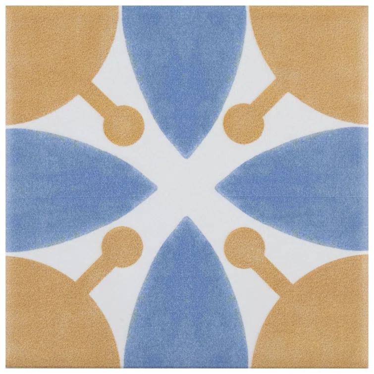 Revival Leaf Mini 4" x 4" Ceramic Patterned Wall & Floor Tile