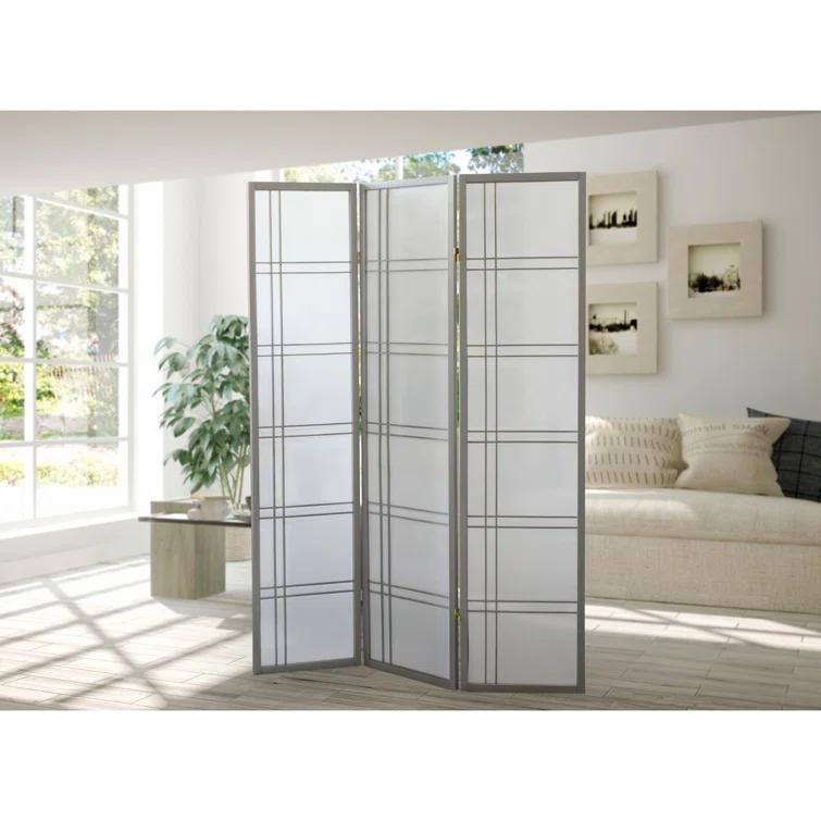 Oriental Furniture 6 Ft Tall Double Cross Shoji Screen Special Edition, 5 panel, ivory color