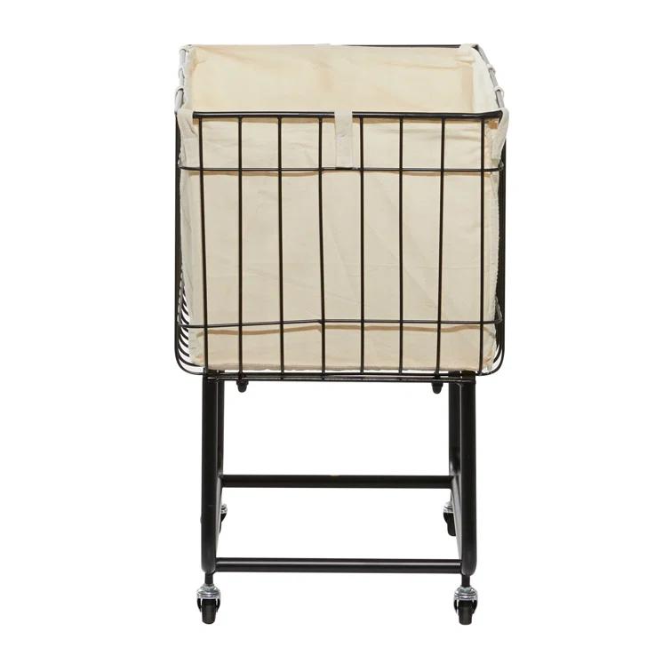Joss & Main Metal Deep Set Wire Basket Storage Cart with Wheels and Fabric Lining & Reviews | Joss & Main