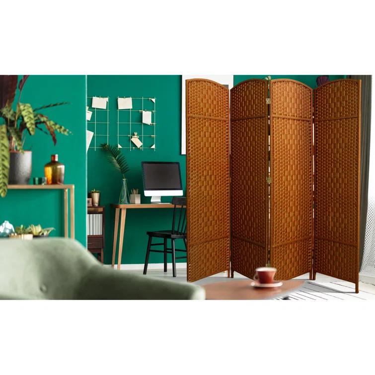 Oriental Furniture 6 ft. Tall Diamond Weave Room Divider - Natural - 6 Panel