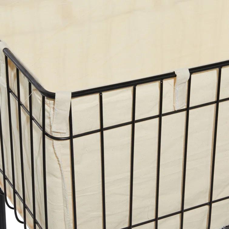 Joss & Main Metal Deep Set Wire Basket Storage Cart with Wheels and Fabric Lining & Reviews | Joss & Main