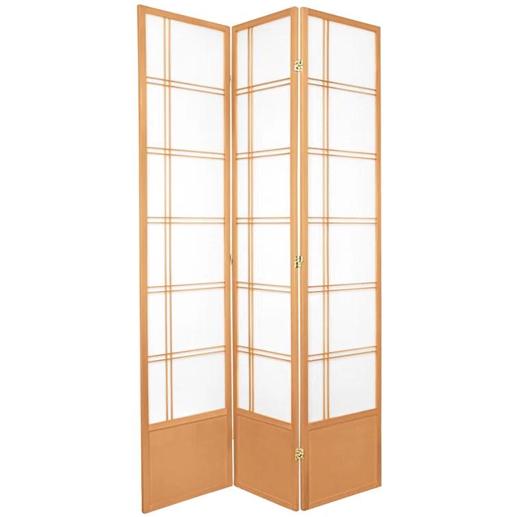 Handmade 84-inch Double-cross Wood/Rice-paper Shoji Screen (China) 3 Panel Natural