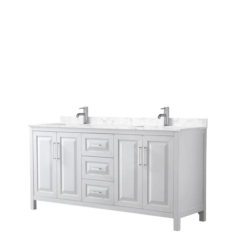 Wyndham Collection Daria 72'' Double Bathroom Vanity with Carrara Marble Top
