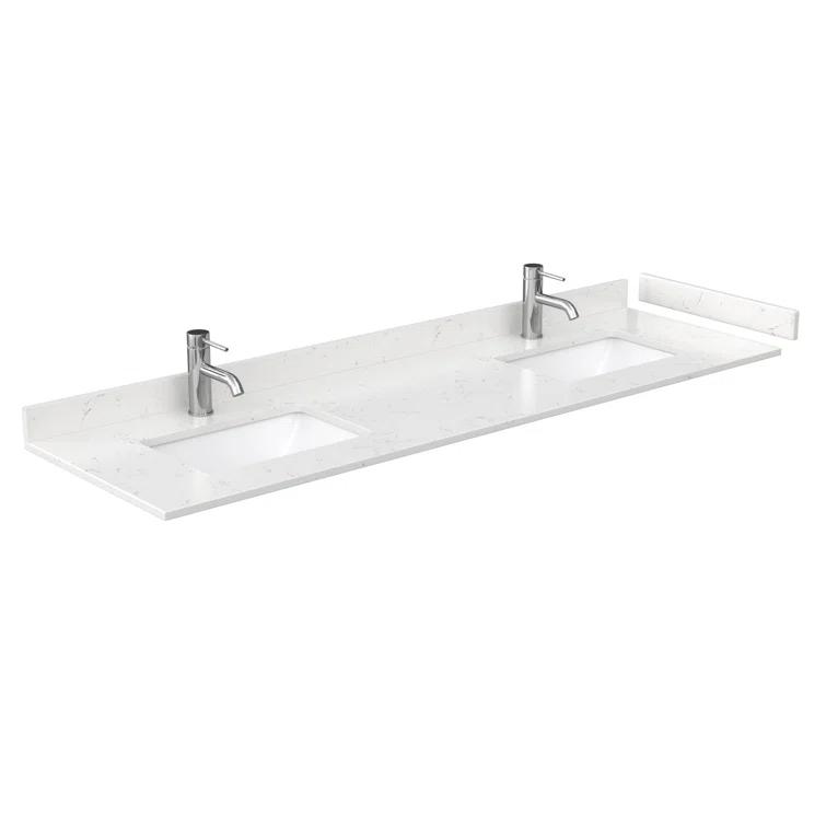 Wyndham Collection 72" Double Cultured Marble Bathroom Vanity Top with Sink