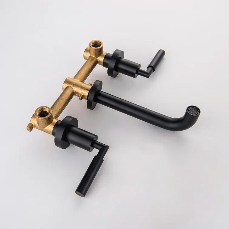 10.08" Widespread Bathroom Faucet 3 Hole, 2-handle Bathroom Sink Faucet with Drain Assembly