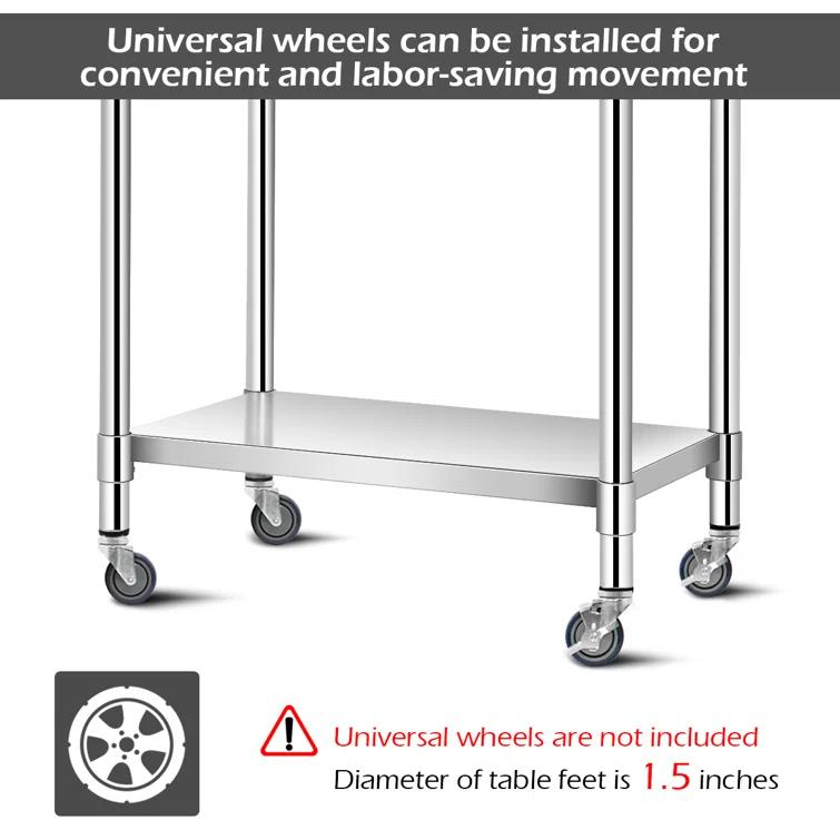 Gymax Stainless Steel 36'' L x 24'' W x 35'' H Work Table