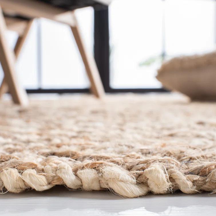Derosier Natural Fiber Hand Woven Jute Geometric Rug