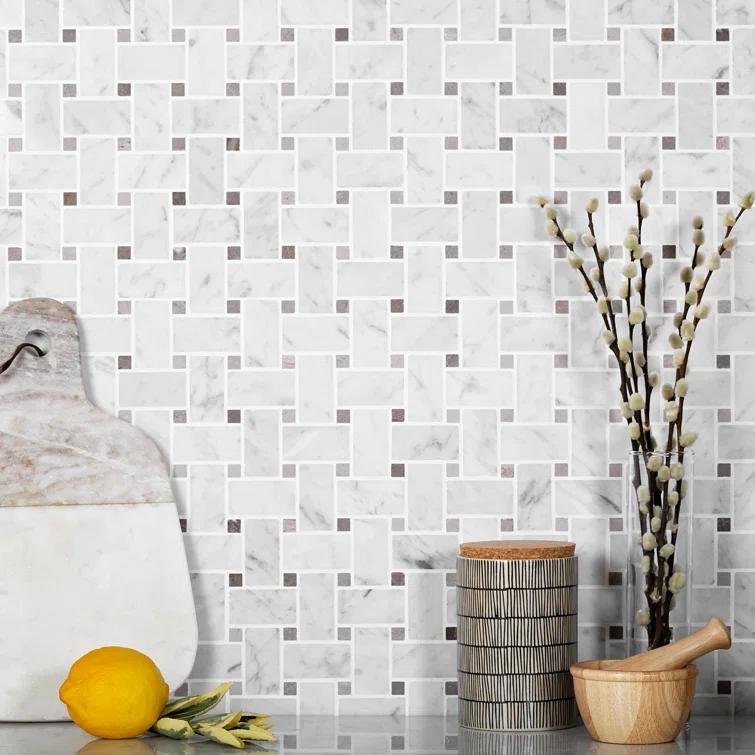 12" x 12" Natural Stone Basketweave Mosaic Wall & Floor Tile