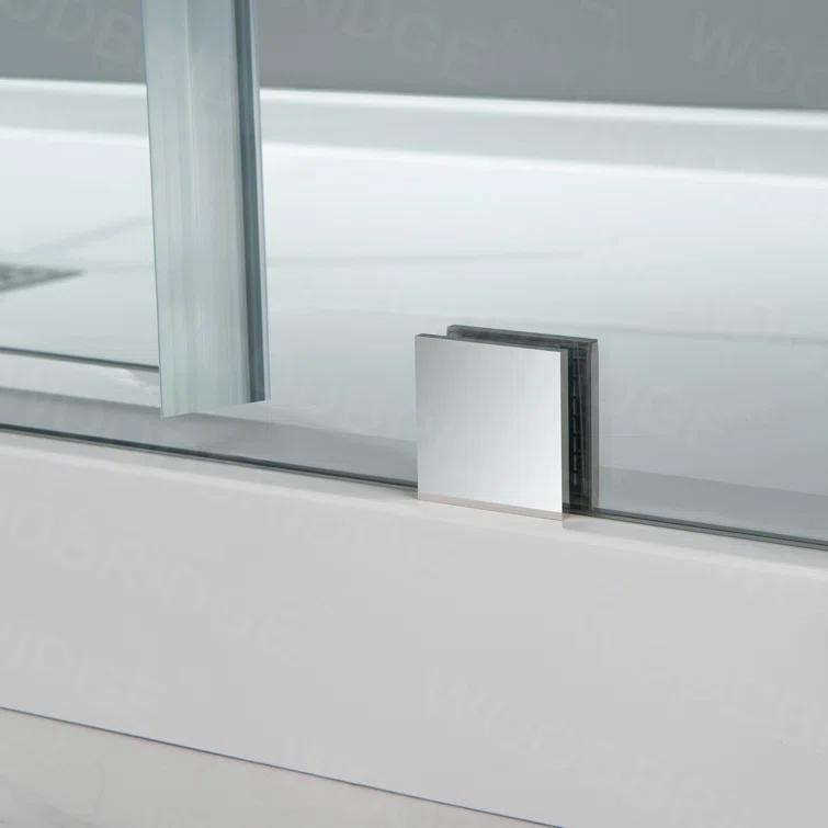 WoodBridge Frameless Single Sliding Shower Door with Soft Close System, 57.5-60" Width x 80"Height with 5/16"(8mm) Clear Tempered Glass & Reviews | Wayfair
