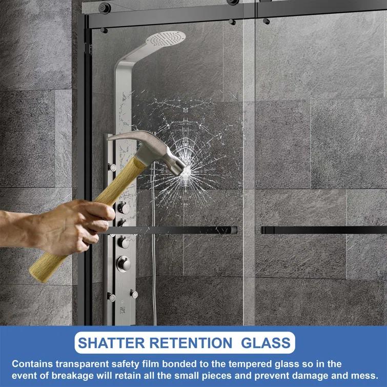 WoodBridge 56-60X62" Double Sliding Tub Door with 3/8" Thickened Upgrade Tempered Glass | Stainless Steel Hardware | Safe, Explosion-Resistant, Clear & Stylish, Sturdy & Durable  SDD6062-MBL