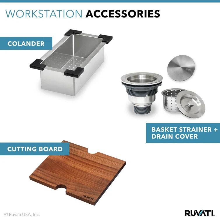Ruvati Workstation Drop-in Topmount Bar Prep RV Sink 16 Gauge Stainless Steel