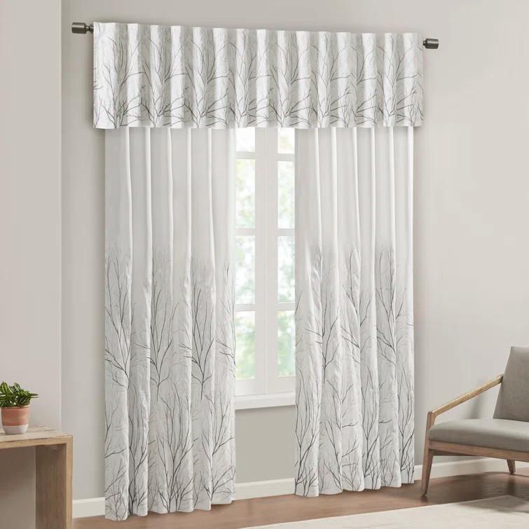 Andora Embroidered Branch Rod Pocket Single Curtain Panel