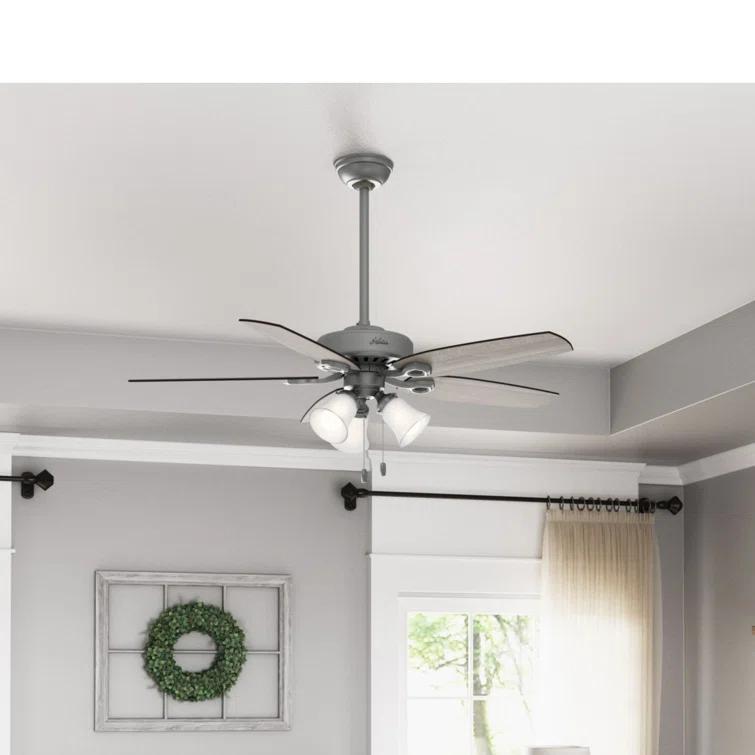 Builder Plus 52"5 - Blade Standard Ceiling Fan with Pull Chain and Light Kit Included
