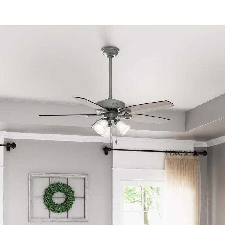 Builder Plus 52"5 - Blade Standard Ceiling Fan with Pull Chain and Light Kit Included