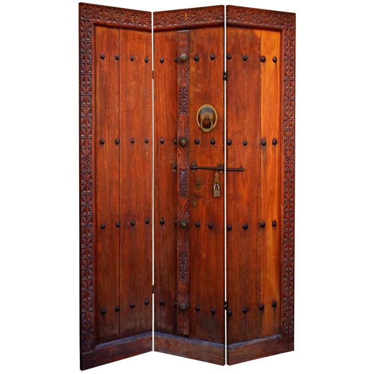 Oriental Furniture 6 ft. Tall Double Sided Doors Canvas Room Divider - 3 Panel