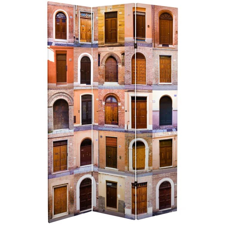 Oriental Furniture 6 ft. Tall Double Sided Doors Canvas Room Divider - 3 Panel