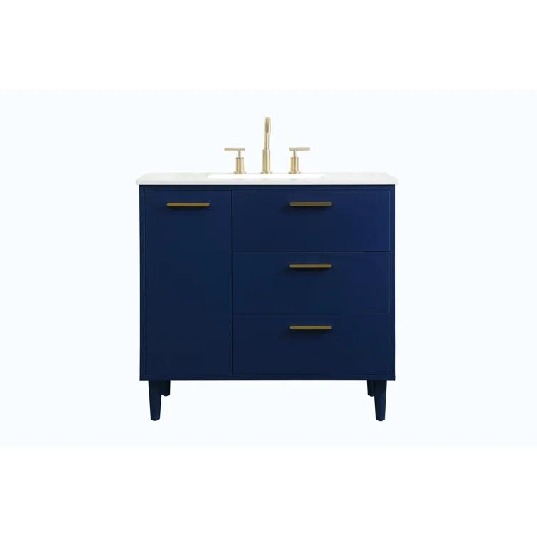 Burnie 36'' Single Bathroom Vanity with Engineered Marble Top