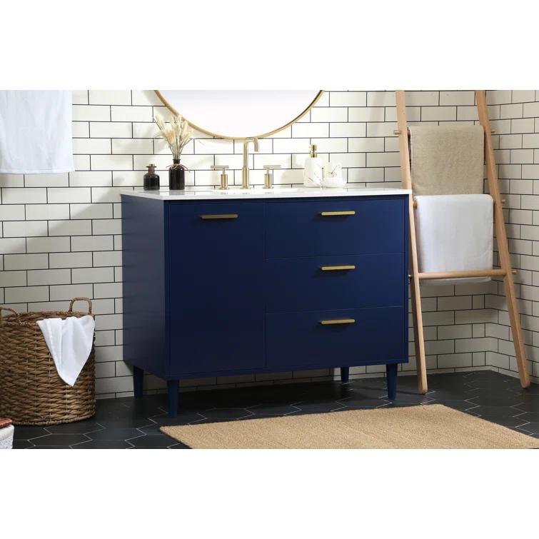 Burroughs 42'' Single Bathroom Vanity with Engineered Marble Top