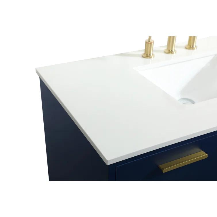 Burroughs 42'' Single Bathroom Vanity with Engineered Marble Top