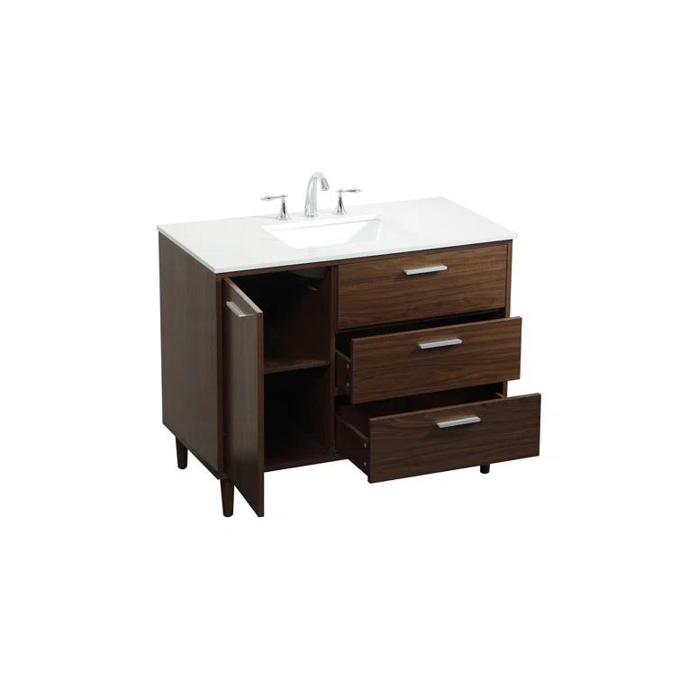 Burroughs 42'' Single Bathroom Vanity with Engineered Marble Top