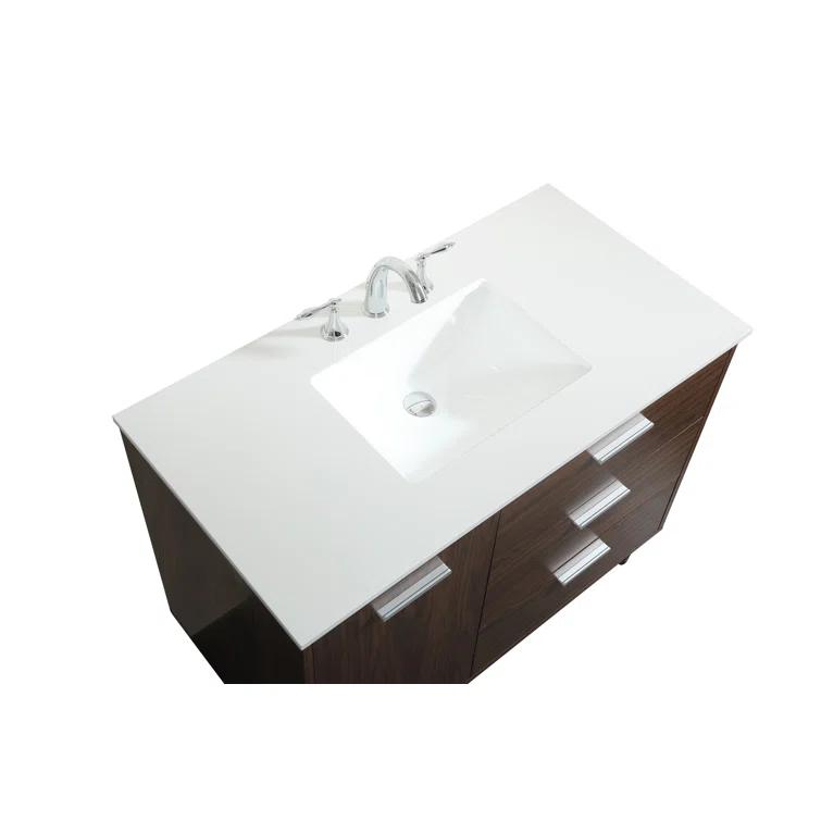 Burroughs 42'' Single Bathroom Vanity with Engineered Marble Top