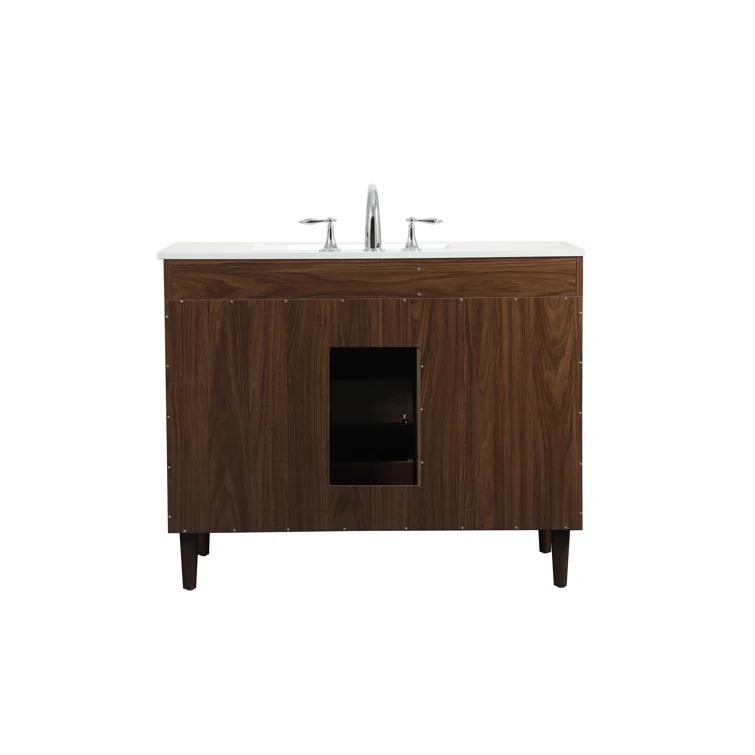 Burroughs 42'' Single Bathroom Vanity with Engineered Marble Top