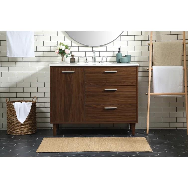 Burroughs 42'' Single Bathroom Vanity with Engineered Marble Top