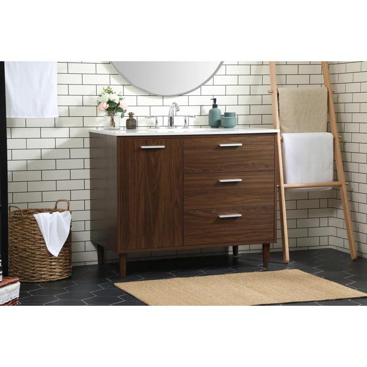 Burroughs 42'' Single Bathroom Vanity with Engineered Marble Top