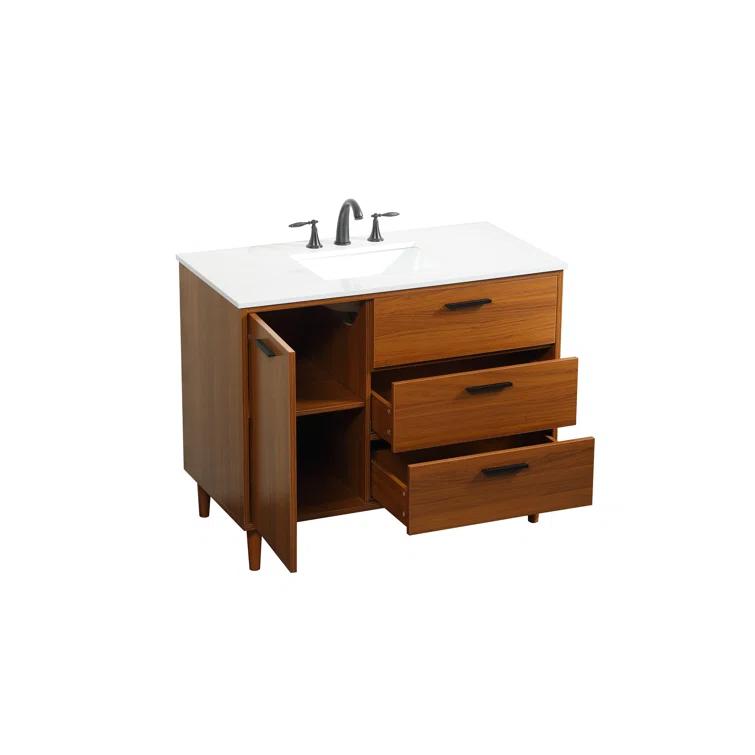 Burroughs 42'' Single Bathroom Vanity with Engineered Marble Top