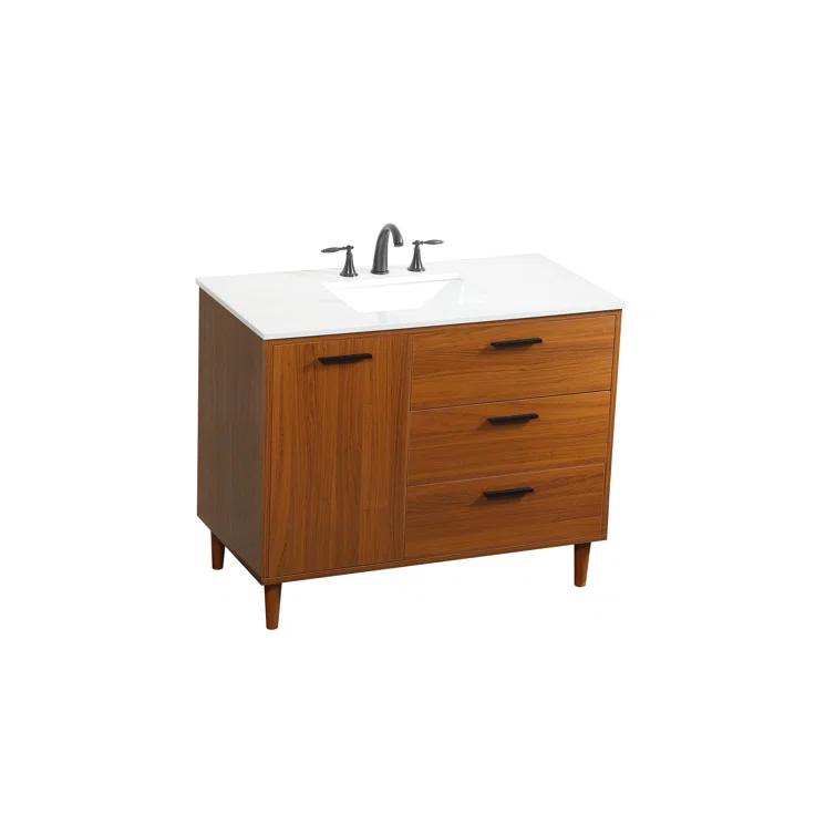 Burroughs 42'' Single Bathroom Vanity with Engineered Marble Top