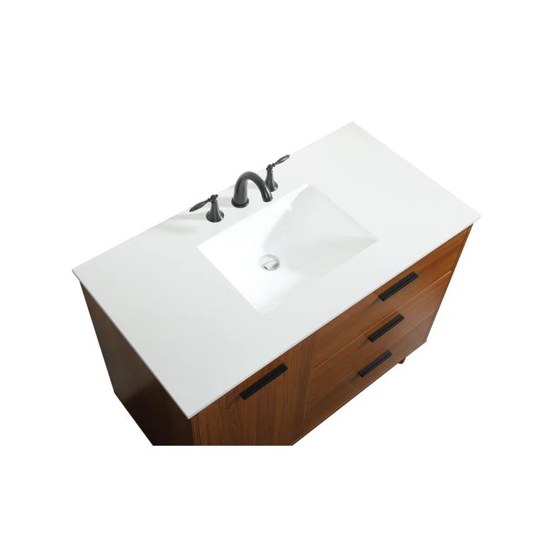 Burroughs 42'' Single Bathroom Vanity with Engineered Marble Top