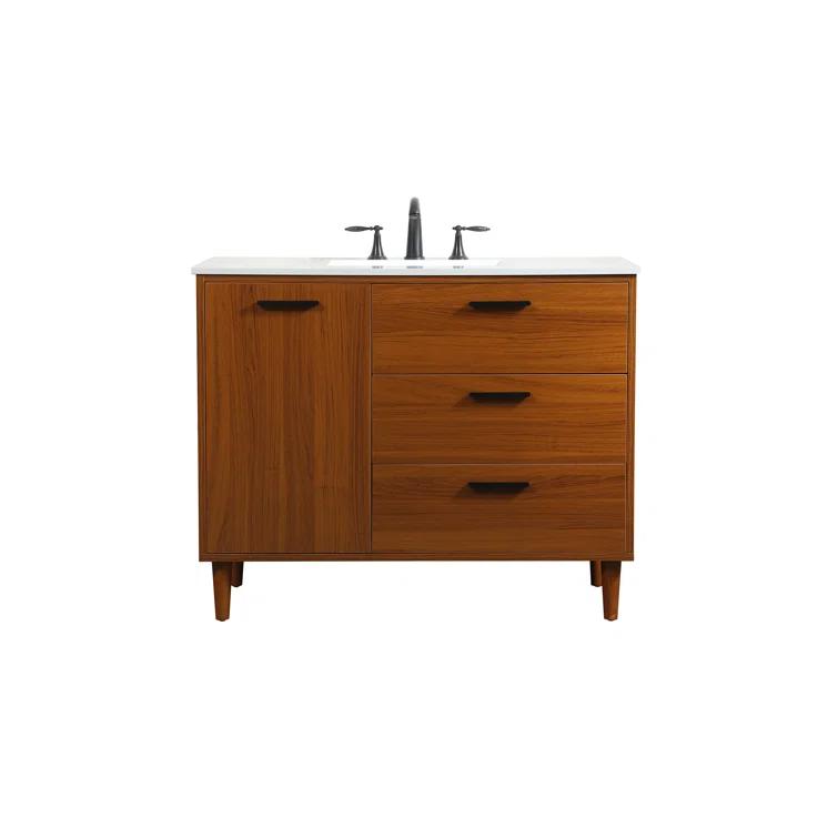 Burroughs 42'' Single Bathroom Vanity with Engineered Marble Top