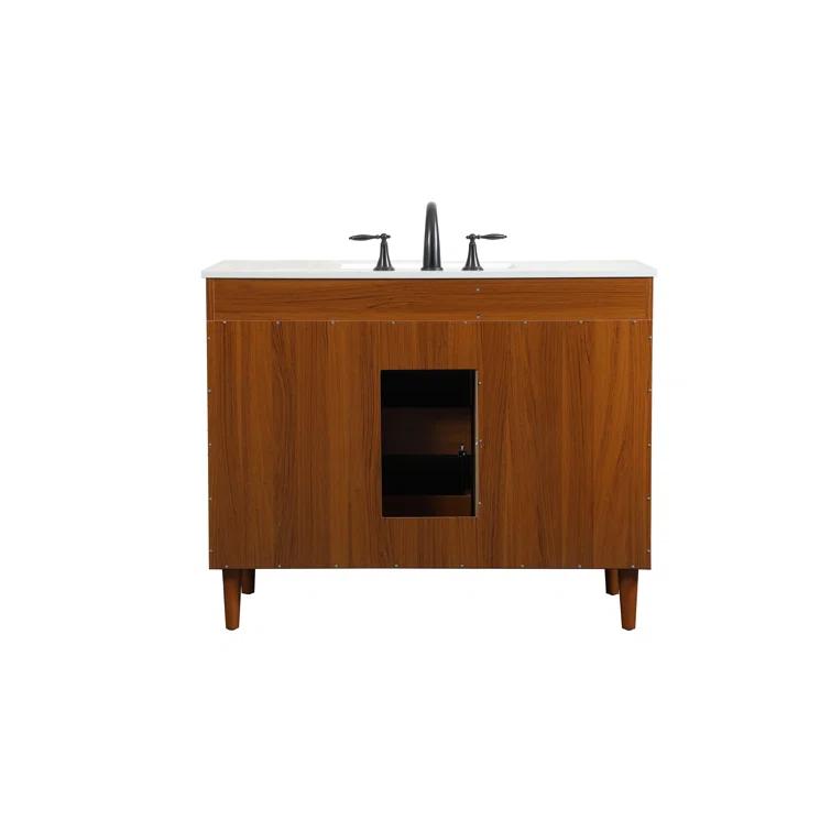 Burroughs 42'' Single Bathroom Vanity with Engineered Marble Top