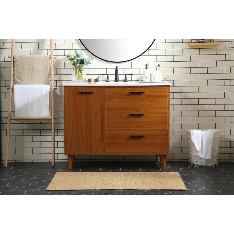 Burroughs 42'' Single Bathroom Vanity with Engineered Marble Top