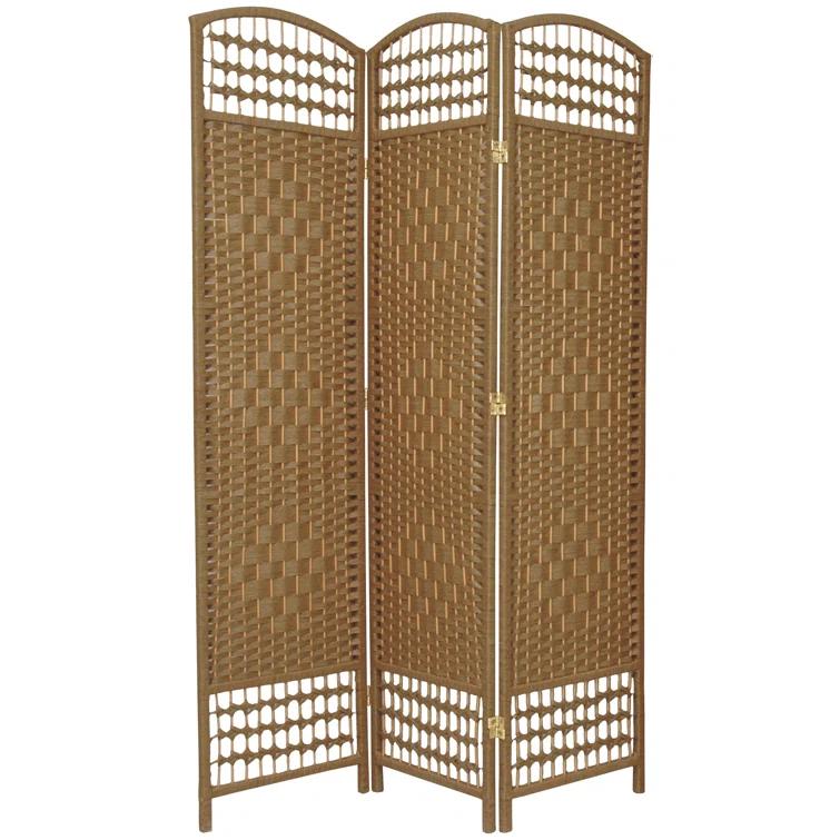 Oriental Furniture 5 1/2 ft. Tall Fiber Weave Room Divider - Natural - 3 Panel