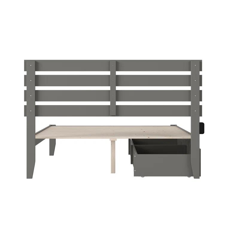 Madaket Premium Wood Farmhouse Storage Platform Bed with Under Bed Drawers