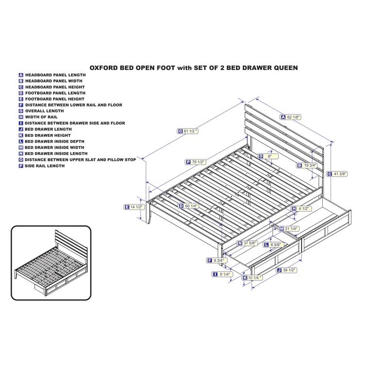 Madaket Premium Wood Farmhouse Storage Platform Bed with Under Bed Drawers