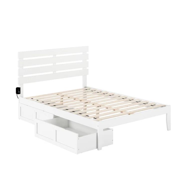 Madaket Premium Wood Farmhouse Storage Platform Bed with Under Bed Drawers