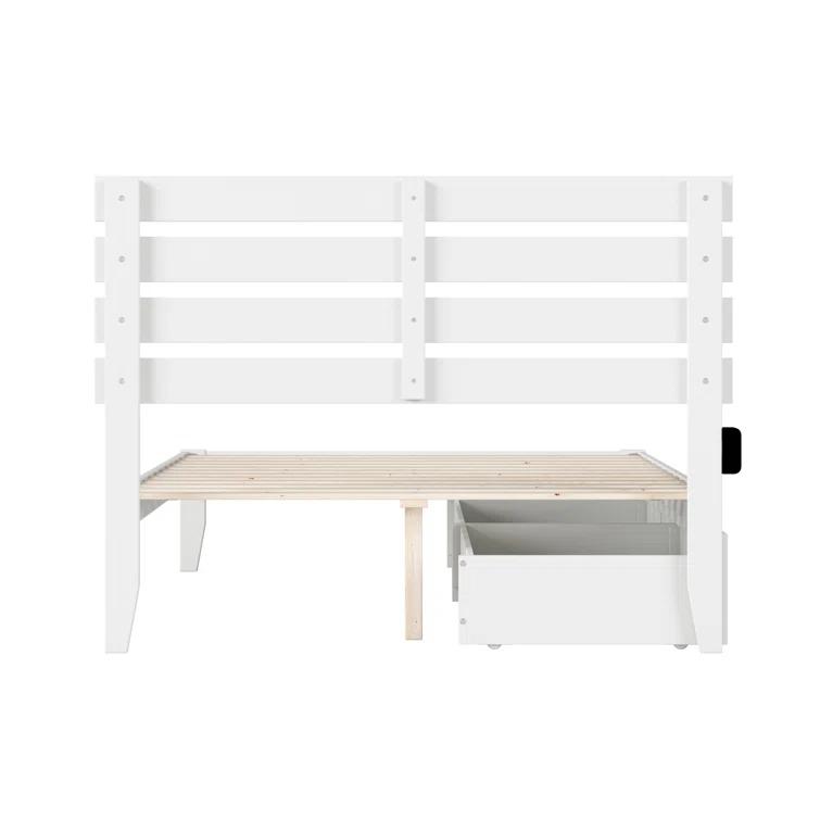 Madaket Premium Wood Farmhouse Storage Platform Bed with Under Bed Drawers