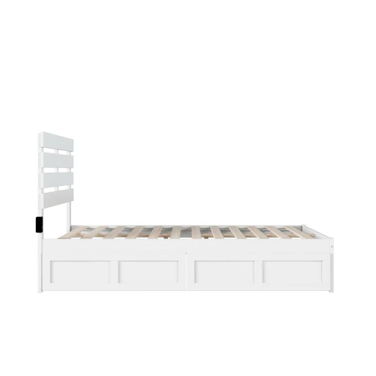 Madaket Premium Wood Farmhouse Storage Platform Bed with Under Bed Drawers